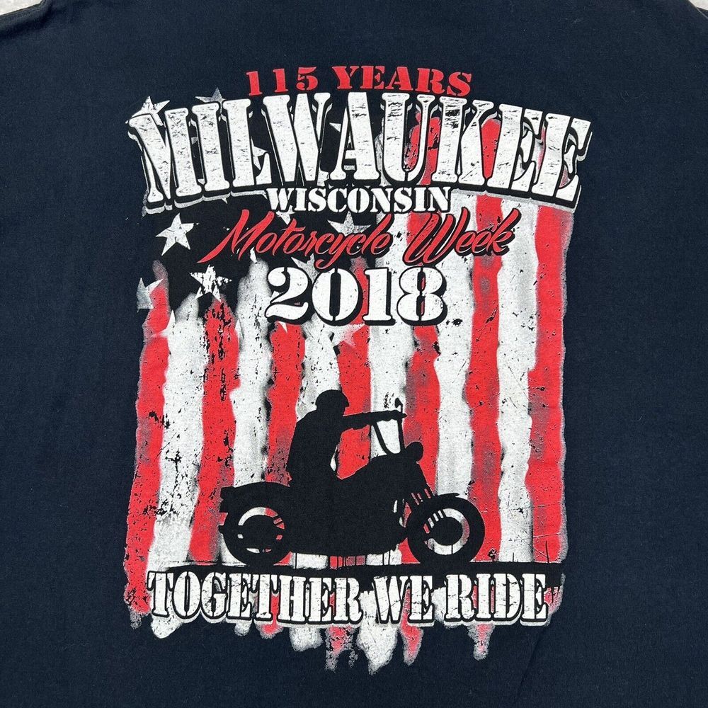 Milwaukee Shirt Adult XL Black Wisconsin‎ Motorcycle Week 115 Years Tee VTG Y2K - Picture 6 of 11